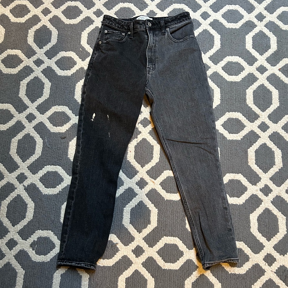 A&F Two-Tone High Rise Black Jeans